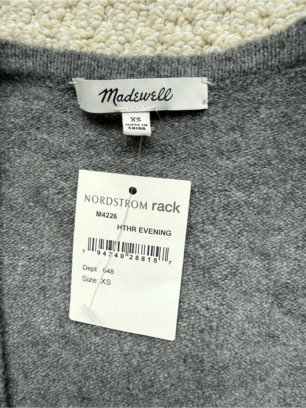 NWT Madewell Cozy Walker Cardigan Gray Wool and Alpaca Blend size XS